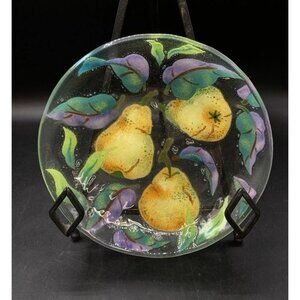 FIREGLASS 1998 Fruit Pears Fused Glass Signed 7 3/4” Plate # 8